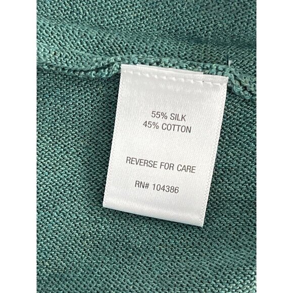 Ryllace Woman's Sz 1X Green Essence Drape Front Pocket Silk Blend Cardigan - Picture 5 of 9